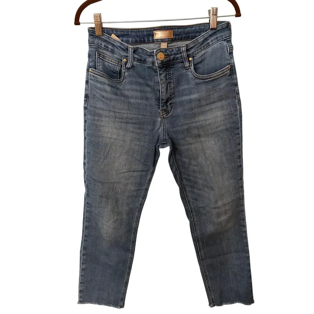 Kut from the Kloth Rachel Fab Ab Mom Jeans 6P High Rise Raw Hem Crop Stretch - Picture 2 of 5